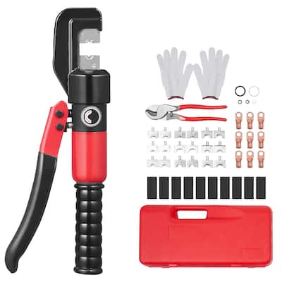 Hydraulic Crimping Tool with 9 Sets of Dies AWG12-2/0 Copper And Aluminum Terminal Battery Lug Crimper - 9 Sets