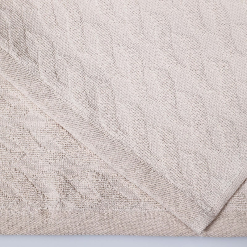 Turkish Cotton Herringbone and Solid Washcloth Towel Set by Superior - Ivory