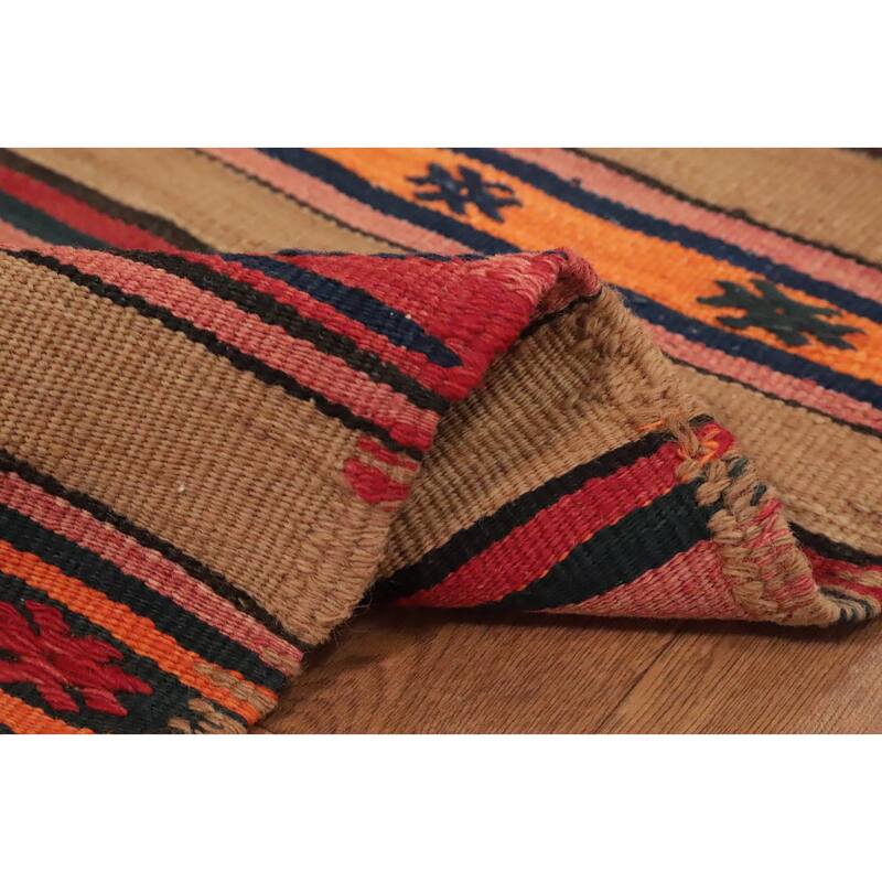 Hand Woven Oriental 100% Wool Carpet Southwestern Tribal Multi-Colored Kilim Area Rug - 8' 4'' X 4' 9''