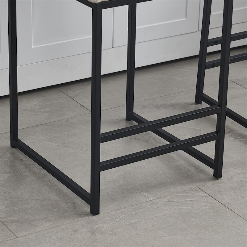 Counter Height Bar Stools Set of 2,Upholstered Linen Bar Chairs