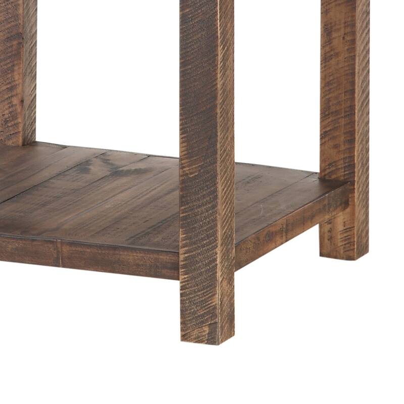 Wooden End Table with One Shelf, Taupe Brown