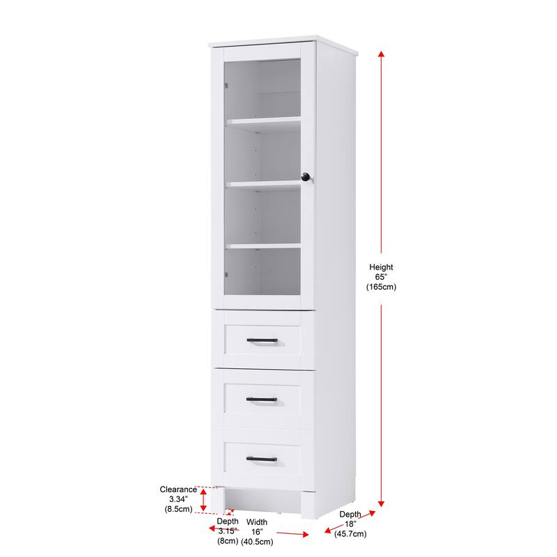Fresco 16-28 Inch Bath Storage Glass Cabinet