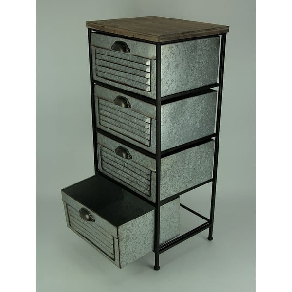 Shop Galvanized Metal Wood Topped 4 Drawer Storage Cabinet 33 5