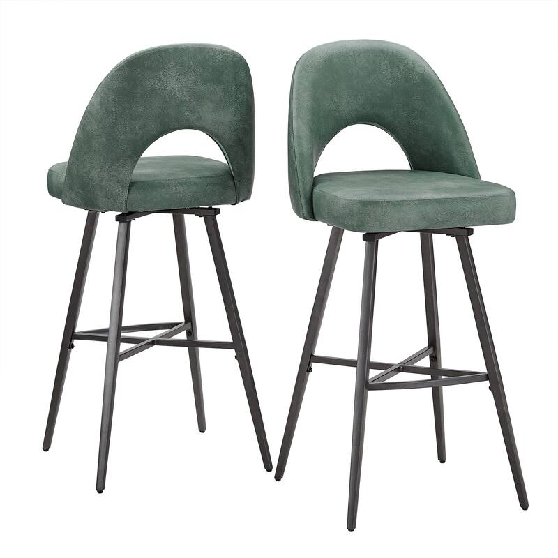 Presley Metal Fabric Swivel Bar Stools (Set of 2) by iNSPIRE Q Modern - Teal PU Leather - Bar Height