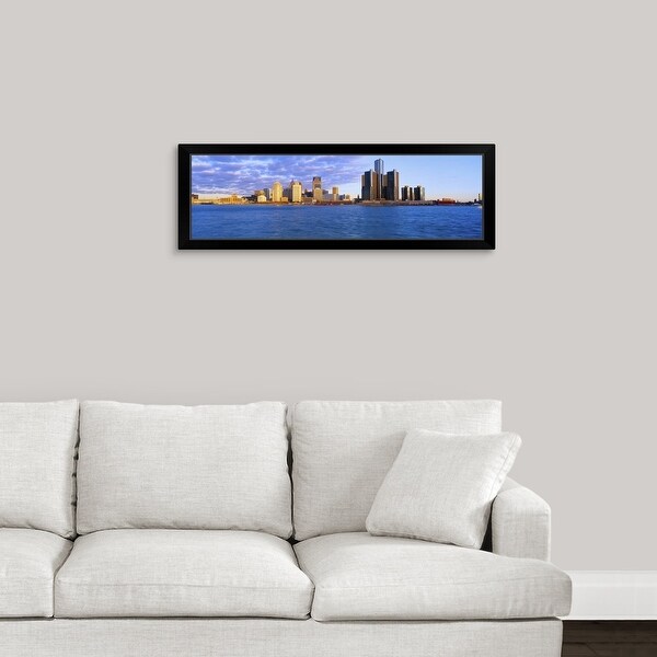"Renaissance Center, Detroit, Sunrise, Michigan" Black Framed Print