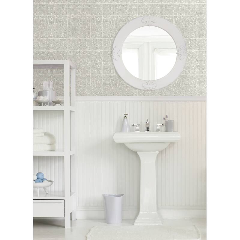 NuWallpaper Grey Provincial Tile Peel and Stick Wallpaper