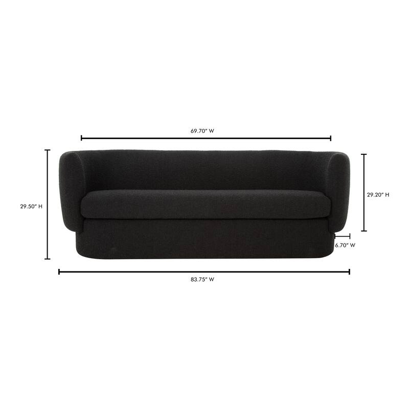 NADAAL STUDIOS Kellan Sofa, Polyester Blend Upholstery, FSC-Certified Pine Frame, High-Comfort Foam, 3 Seater, Black