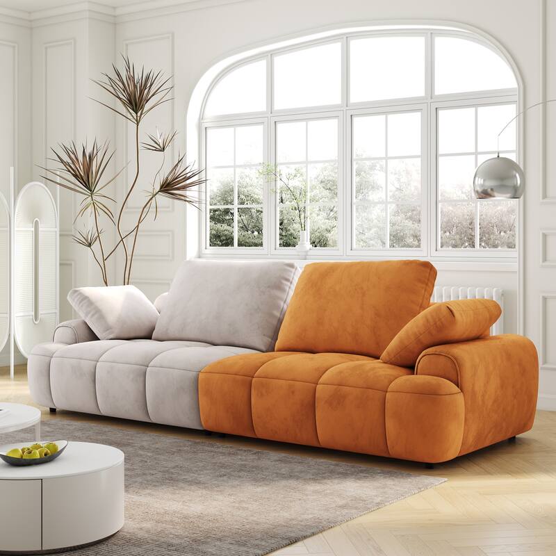 Spacious 86.6" Suede Fabric Two Seat Sofa with Comfortable Seating