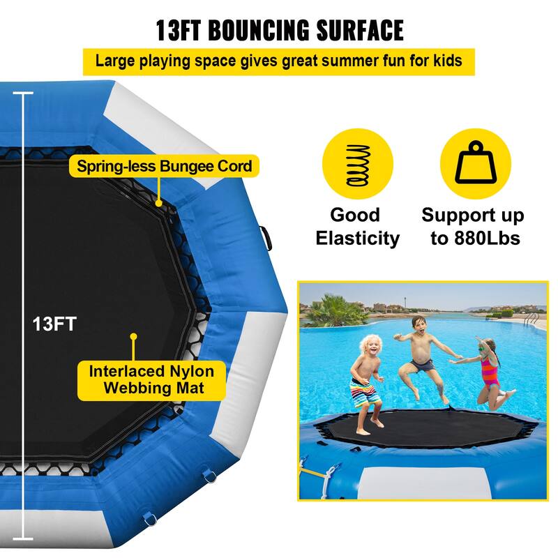 VEVOR Inflatable Water Trampoline Round Inflatable Water Bouncer with Ladder