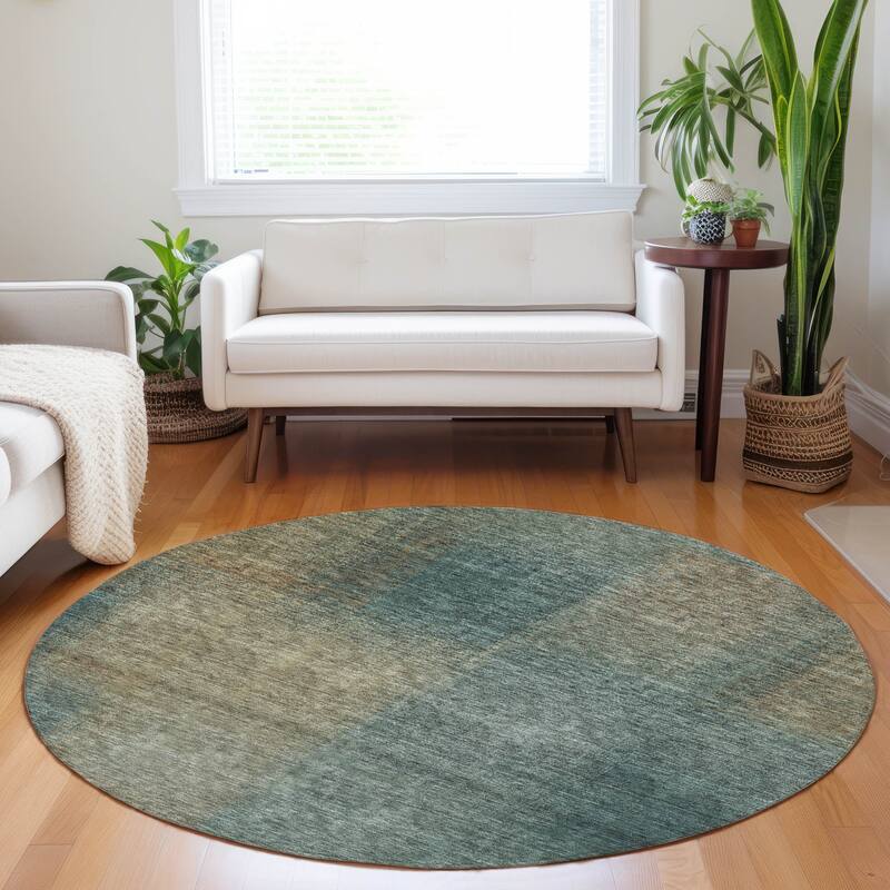 Premium Washable Super Soft Solid Ombre Mayfield Rug - Teal - 8' x 8' - Round