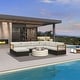 preview thumbnail 15 of 37, PURPLE LEAF GLFSF Outdoor sofas Black sofa with white seat for Yard Porch Deck Patio Conversation Sets 6seats+1 Ottoman/U-shaped