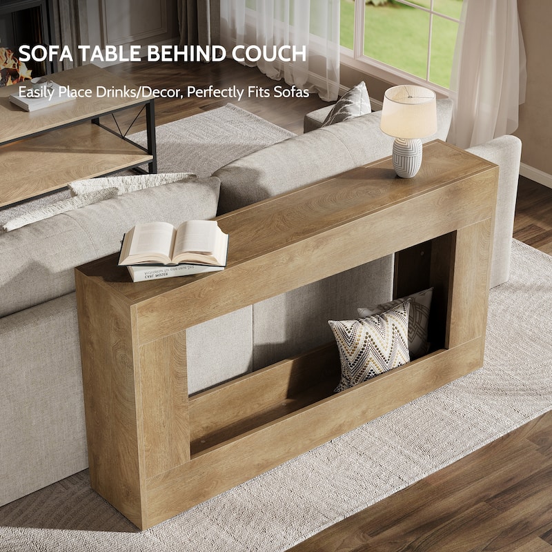 Rossetta Modern Distinctive Hollow Design Farmhouse Style Narrow Console Table with Moisture-Proof Foot Pads