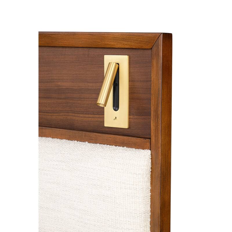 Royal Walnut Finish Upholstered Bed Dresser Mirror 3pc Bedroom Set