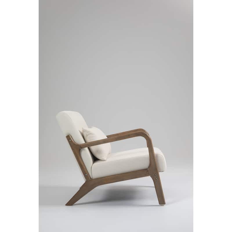 White+Oak Velvet Modern Upholstered Accent Chair with Natural Wooden Frame for Living Room