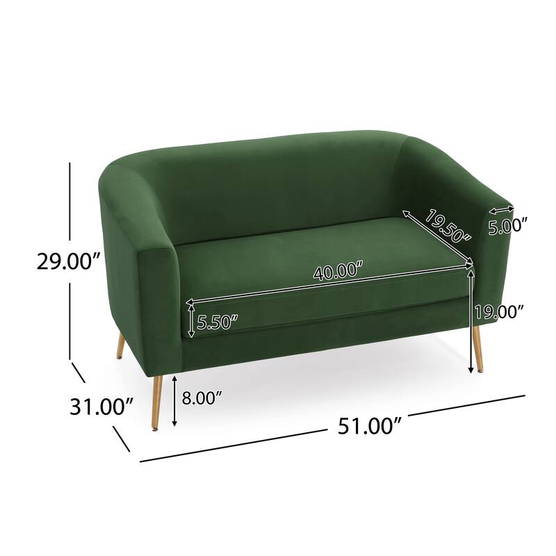 Roomfitters Modern Loveseat Sofa, Upholstered Small Couch for Living Room, Compact Accent Seating