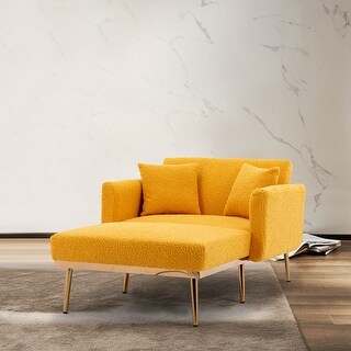 Gray Velvet Upholstered Sofa Chaise Lounge Chair, Indoor Oversized Chair Bed Chaise Lounger With Pillow And Wood Legs