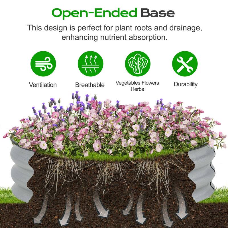 Aoodor 9'' Tall Aluzinc Metal Raised Garden Bed 30'' Round - 30"x9"