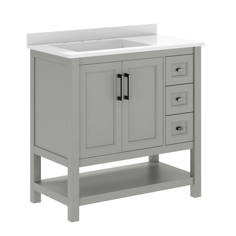 Bathroom Vanity with Sink, Open Storage, and Storage Drawers