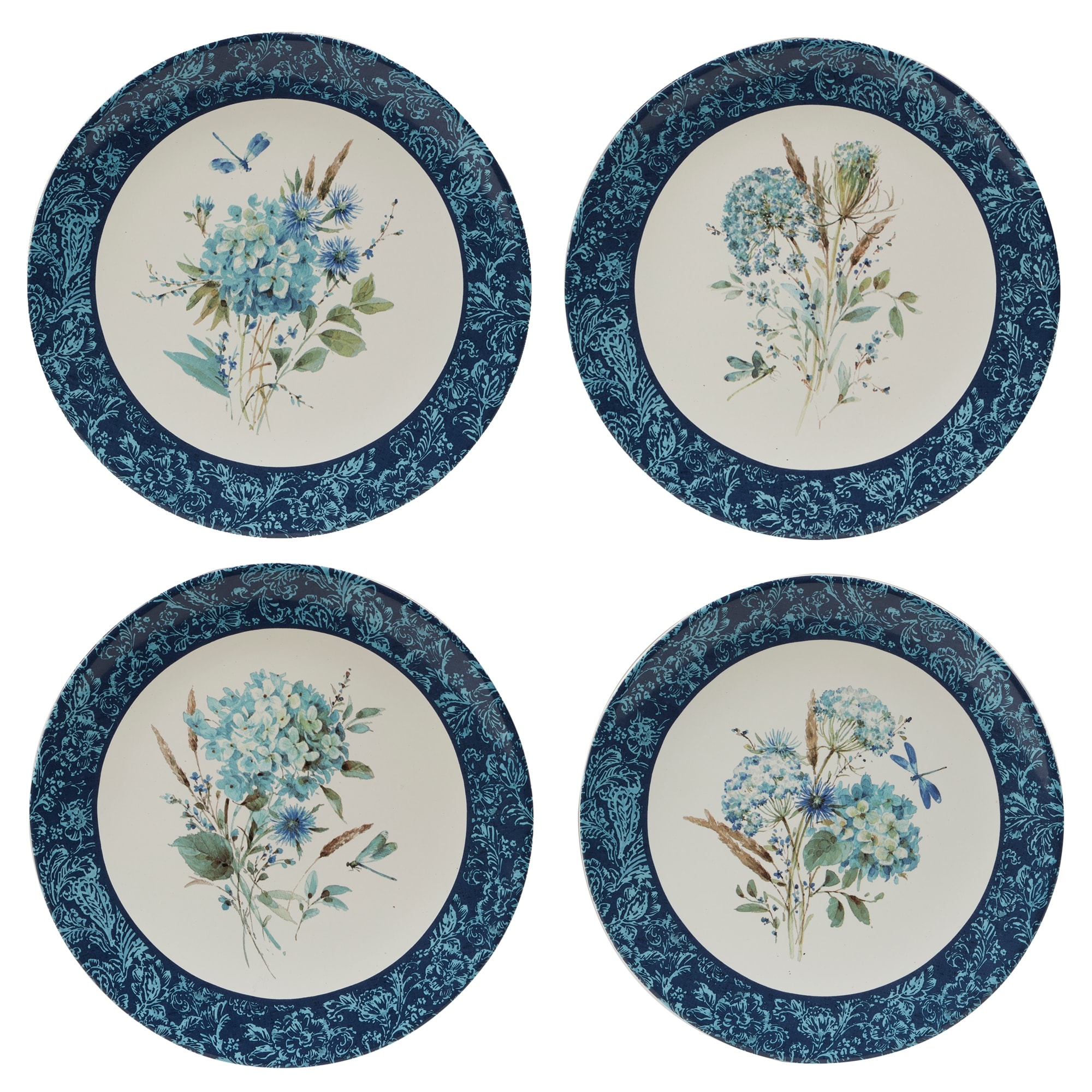 Certified International Bohemian Blue 11 inch Dinner Plates Set of