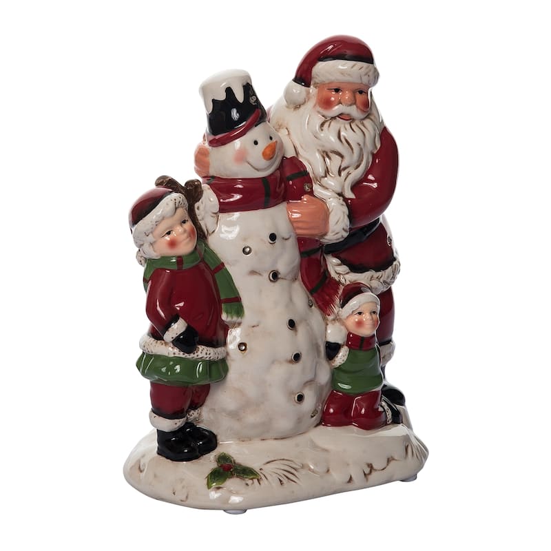Transpac 11 in. Holiday Santa Child Snowman with Music