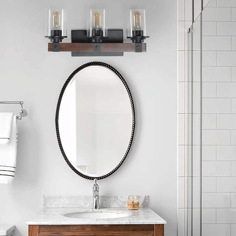 Rustic Farmhouse Bathroom Vanity Light Fixture with 3/4/5/6 Lights