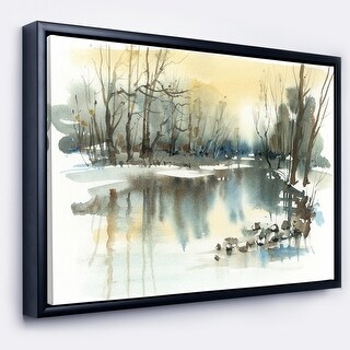 Shop Designart River In Winter Landscape Painting Framed Canvas