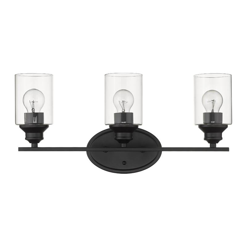Matte Black 3-Light Vanity Wall Sconce with Clear Glass Shades Dimmable Fixture for Bathroom or Hallway