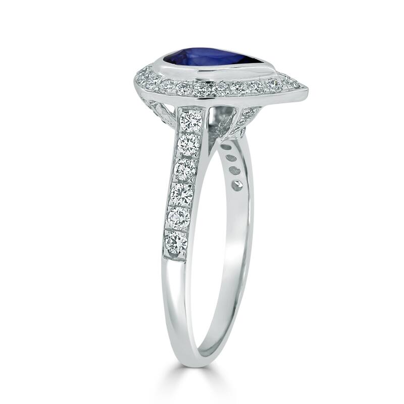 Auriya 18k Gold 1 1/5ct Pear-cut Sapphire Halo Diamond Engagement Ring 5/8ct TDW