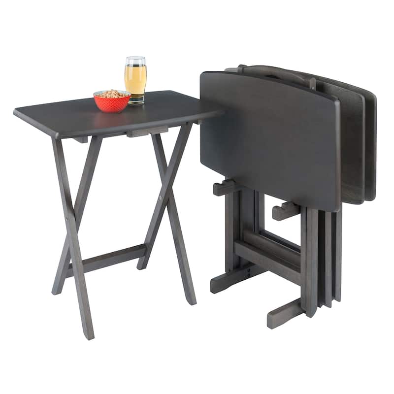 5-Pc Snack Table Set, Oyster Gray - 23.62 x 15.75 x 25.51 inches