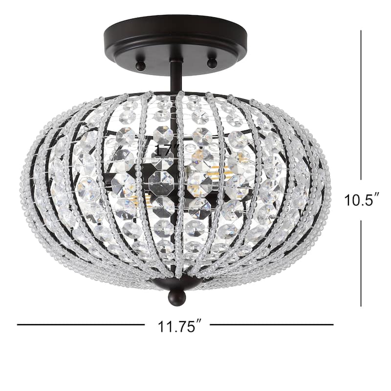 Copernicus 11.7" Metal /Acrylic LED Semi-Flush Mount, Oil Rubbed Bronze/Crystal by JONATHAN Y