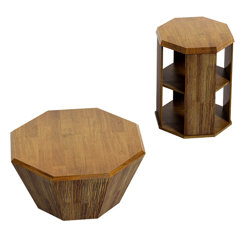 31.5 "Octagonal Rubber wood Set of Two Coffee Table