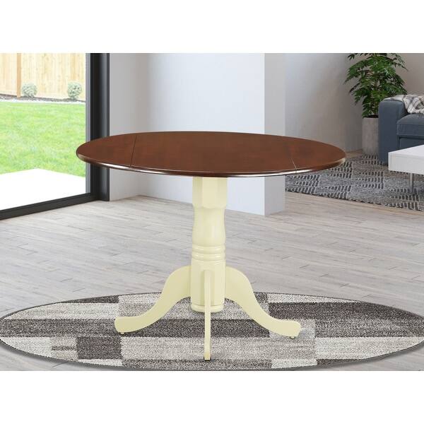 Dlt Olw Tp Dublin Round Table With Two 9 Drop Leaves In Oak And Linen White Finish Overstock 25619036