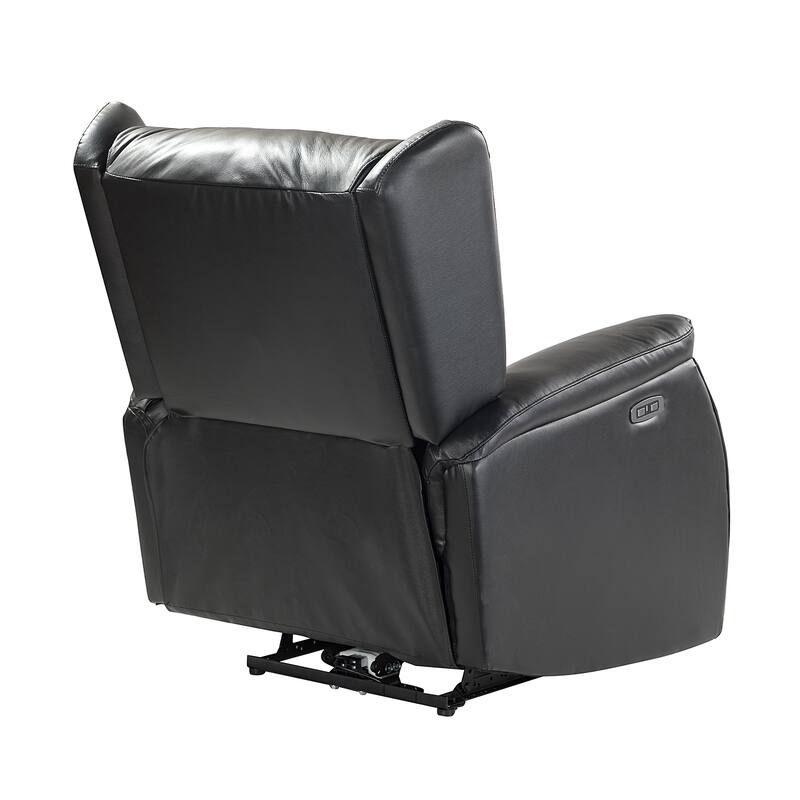 Eliseo Genuine Leather Power Recliner with USB Port and Wingback Design