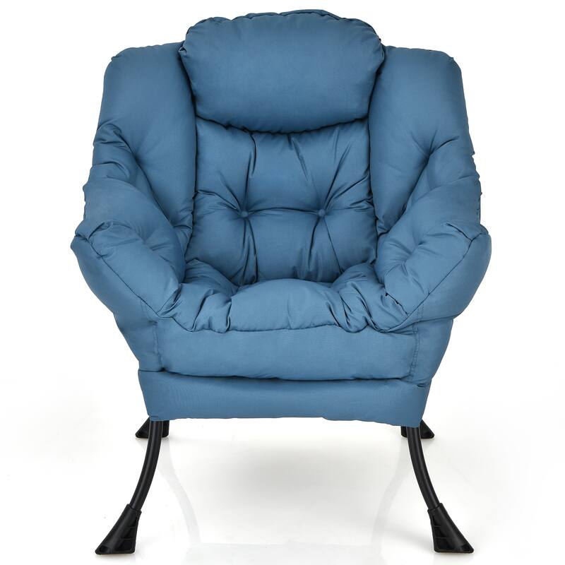 Modern Polyester Fabric Lazy Chair with Side Pocket - 32" x 29.5" x 37.5"