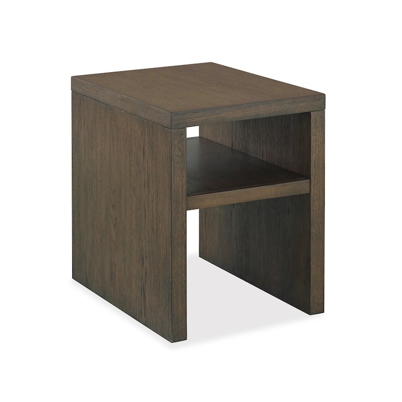 Magnussen Home Merrick Homestead Brown and Clear Glass Chairside End Table - 18''W x 24''D x 24''H - 18''W x 24''D x 24''H