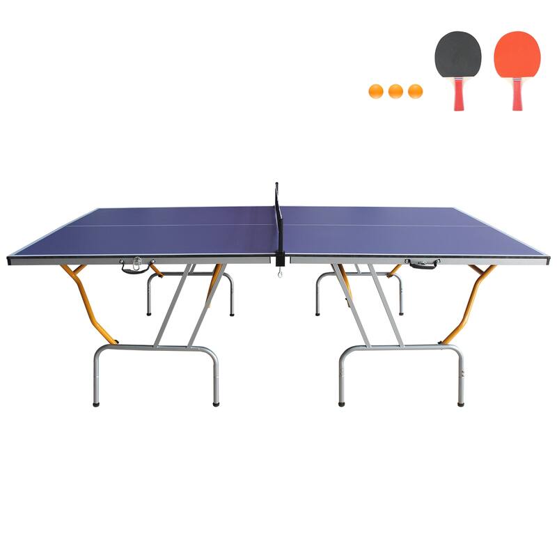 8FT Foldable Table Tennis Ping Pong Table Set, 2 Paddles and 3 Balls