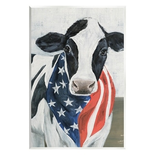 Stupell Farm Cow American Flag Animal Wall Plaque Art By Annie Warren 