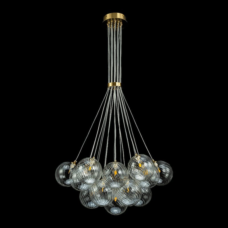 13/ 19-Light Modern Gold Sputnik Cluster Swirled Glass Globe Bubble Chandelier