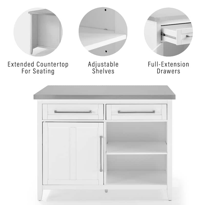 Crosley Silvia Stainless Steel Top Kitchen Island - 28"d x 46"w x 36.5"h