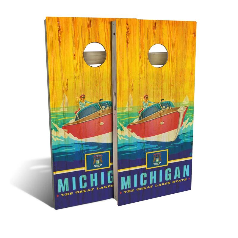 Michigan State Pride Outdoor Cornhole Board Set - Board Wraps Only - Include Hole Lights