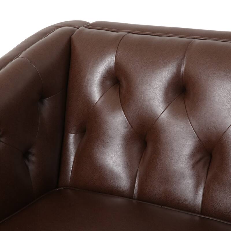 81" Faux Leather 3-Seat Couch Sofa, Wood Frame Loveseat with Armrests, Small Space Couches for Living Room, Office