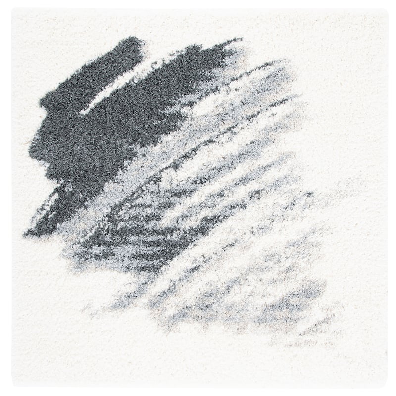 SAFAVIEH Fontana Shag Triin Rug - 6'7" Square - Grey/Ivory