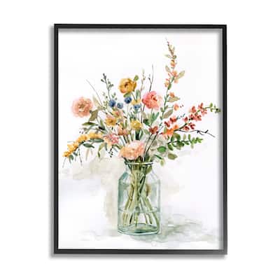 Stupell Country Meadow Roses Floral Bouquet Watercolor Still Life Framed Wall Art