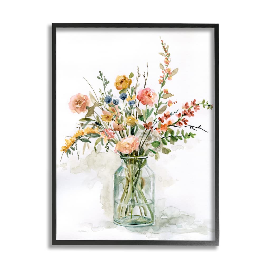 Stupell Country Meadow Roses Floral Bouquet Watercolor Still Life Framed Wall Art