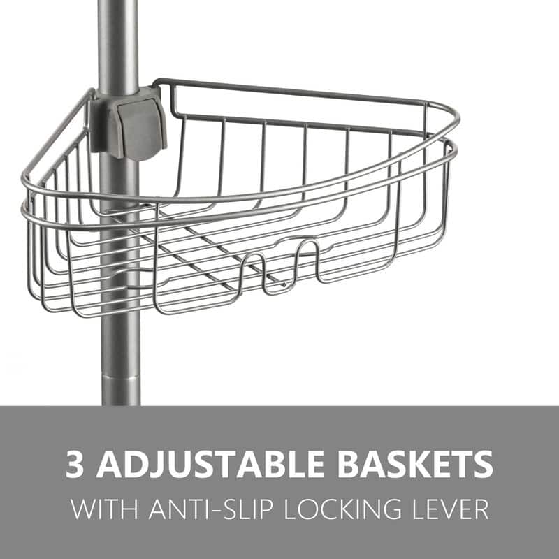 Utopia Alley 4 Tier Tension Pole Shower Caddy with 3 Baskets & Soap Tray Shelf