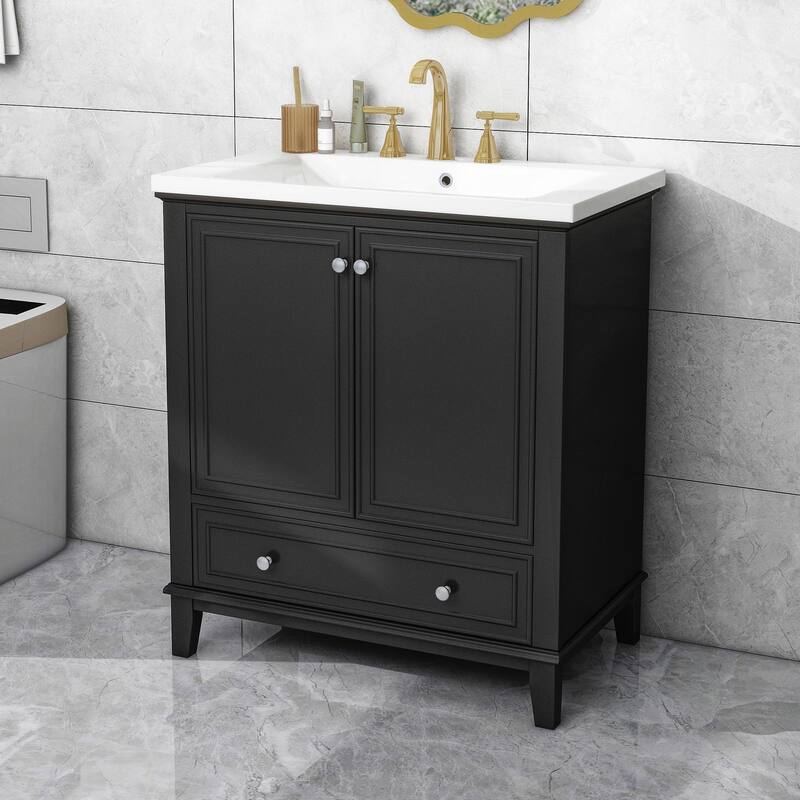 30" Bathroom Vanity Base Cabinet with Doors and Drawer