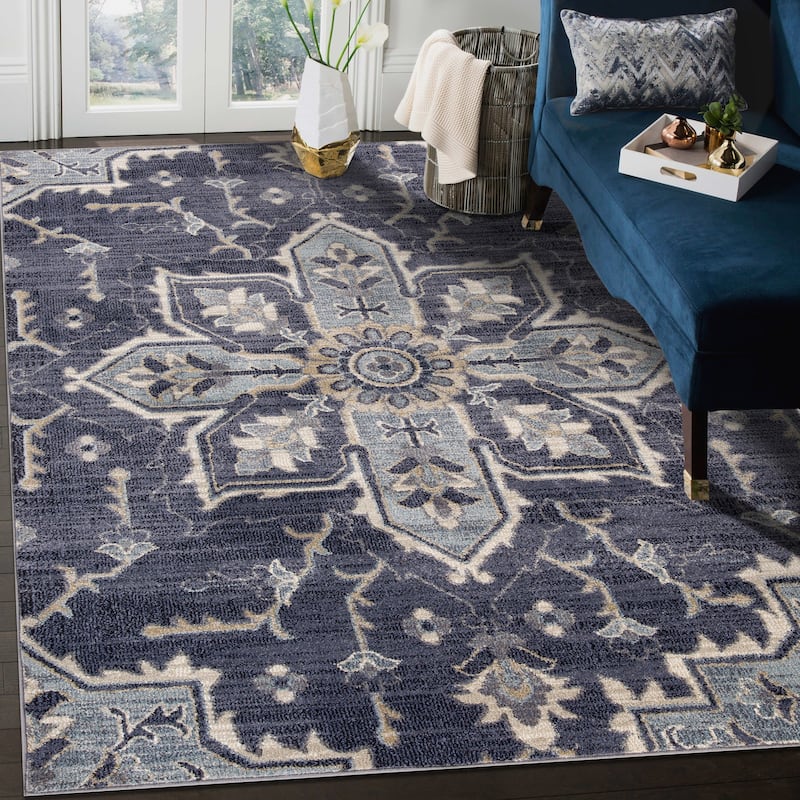 Julia Eva Traditional Medallion Area Rug - 9'2" x 12'2" - Purple