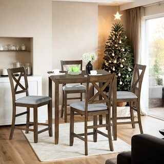 Elegant Wooden 5-Piece Counter Height Dining Table Set with 4 ...