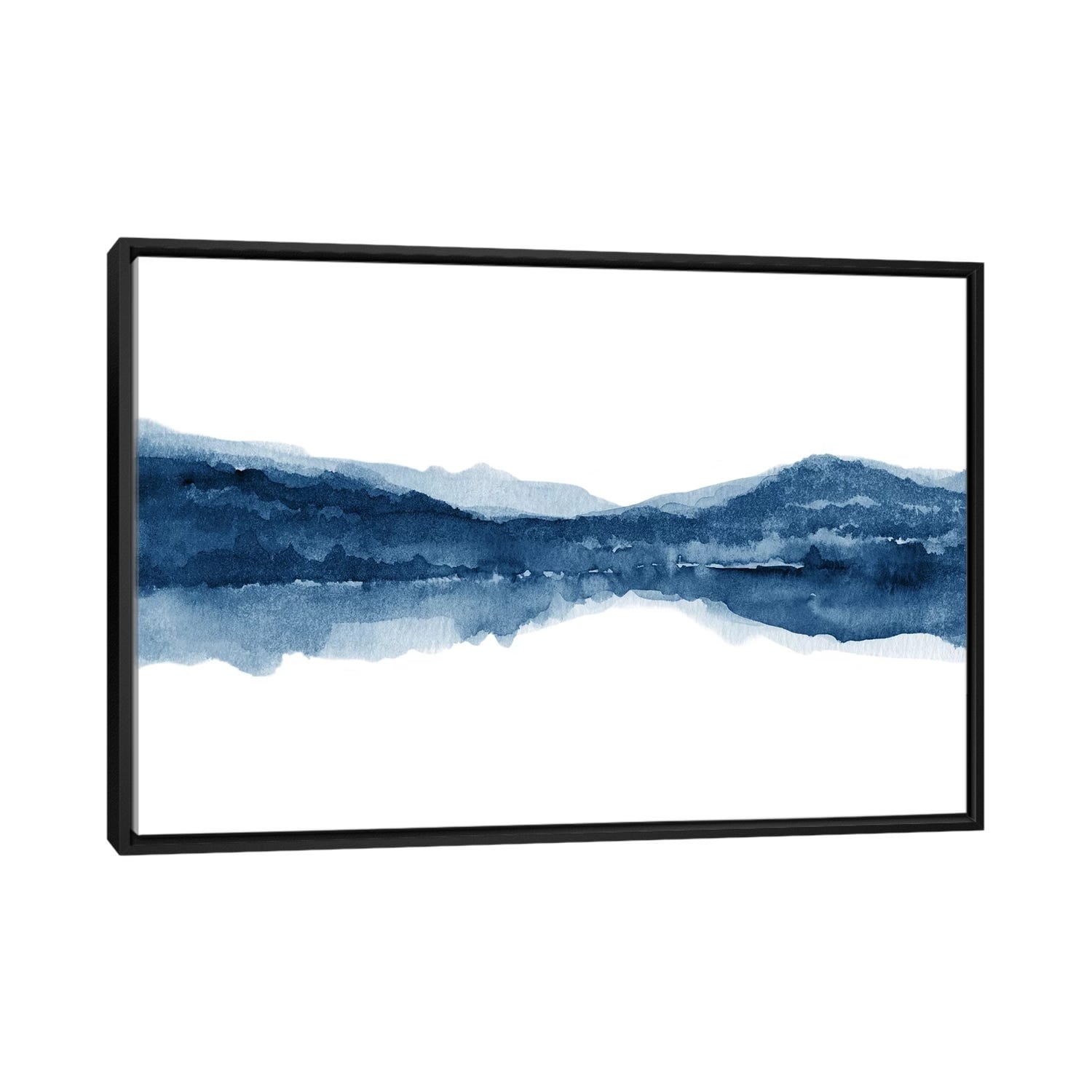 iCanvas "Watercolor Landscape X - Navy Blue" by Nouveau Prints Framed Canvas Print