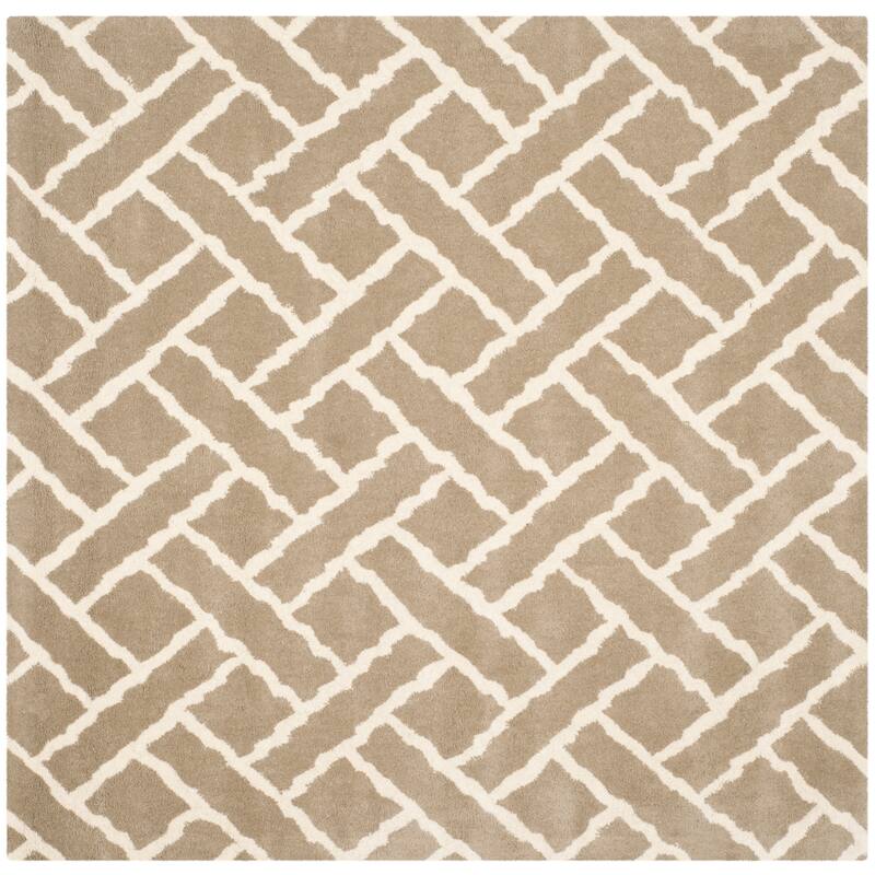 SAFAVIEH Handmade Chatham Ashely Modern Wool Rug - 5' Square - Beige/Ivory